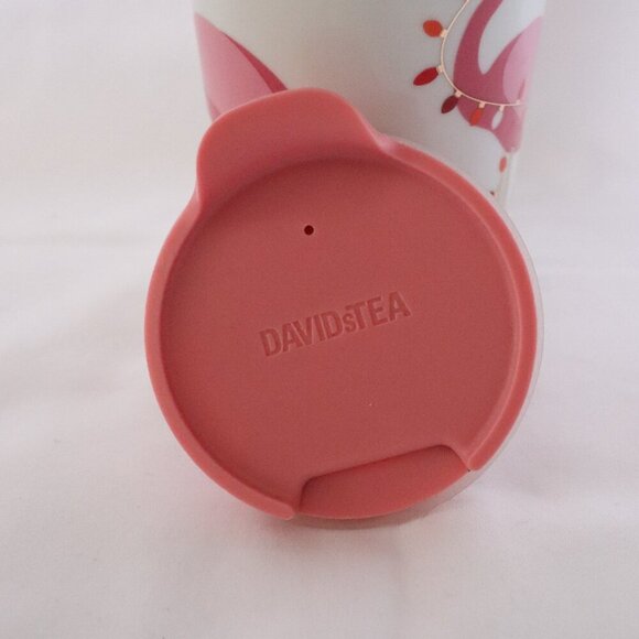 David's Tea Pink‎ Flamingo Holiday Christmas Ceramic BPA Free Travel Mug - Picture 5 of 7